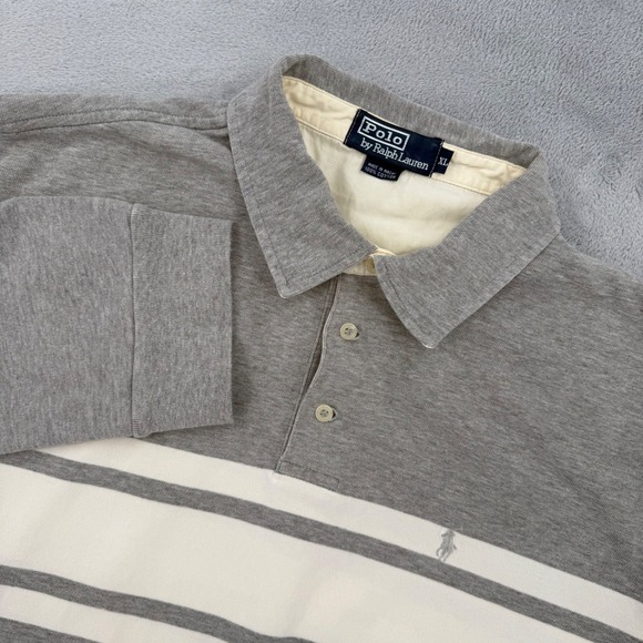 Polo Ralph Lauren Other - Vintage Polo Ralph Lauren Gray Striped Polo Shirt Cotton Classic Fit Mens XL